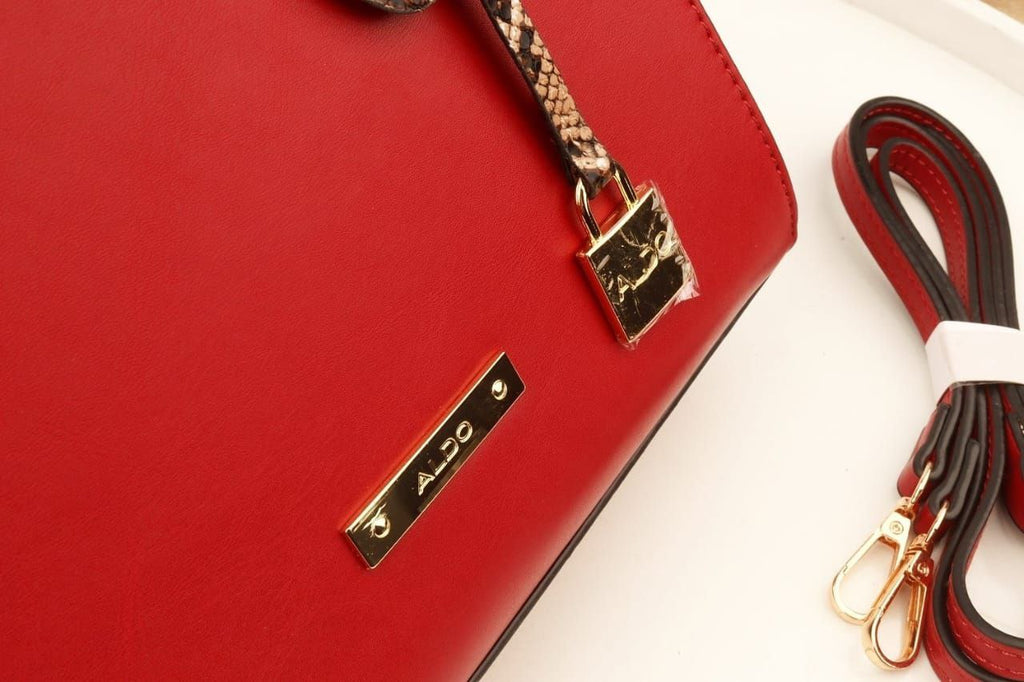 👜 ALDO Structured Red Top-Handle Bag with Snakeskin Accents ❤️✨