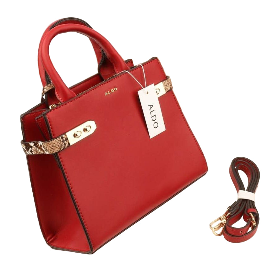 👜 ALDO Structured Red Top-Handle Bag with Snakeskin Accents ❤️✨