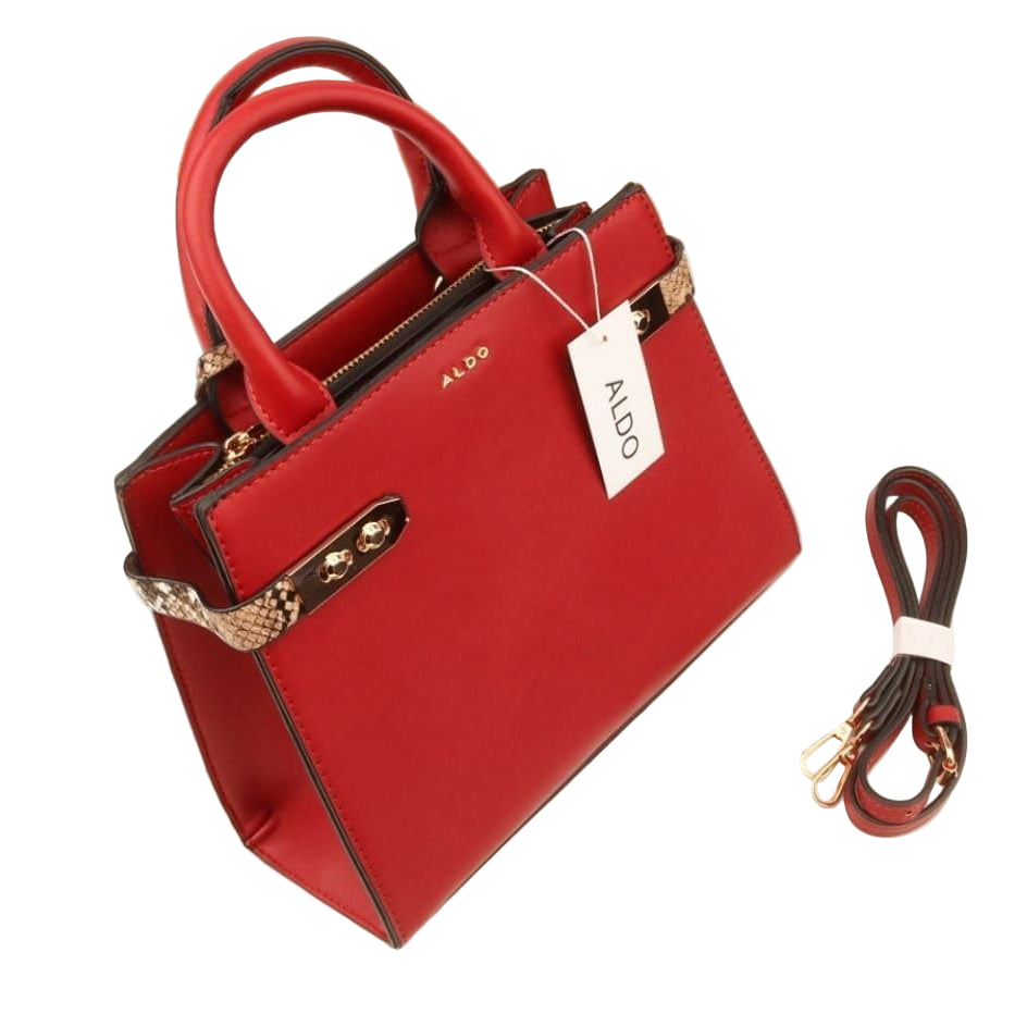 👜 ALDO Structured Red Top-Handle Bag with Snakeskin Accents ❤️✨