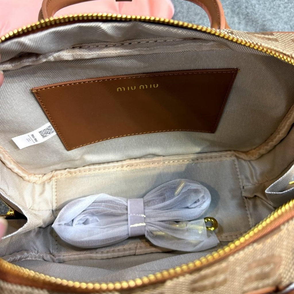 Miu Miu Logo Monogram Bowling Bag Set Brown Canvas 🤎👜🧸