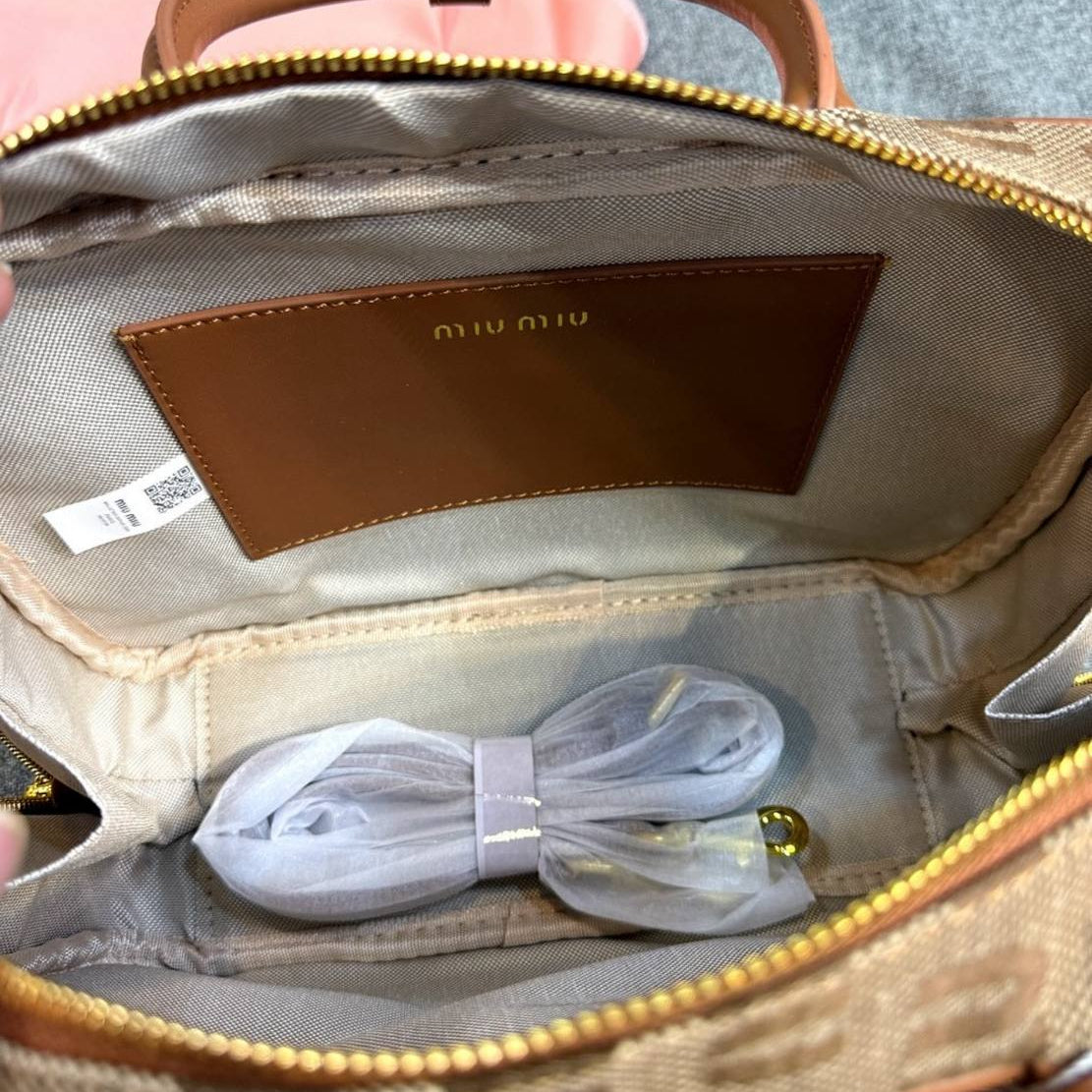 Miu Miu Logo Monogram Bowling Bag Set Brown Canvas 🤎👜🧸