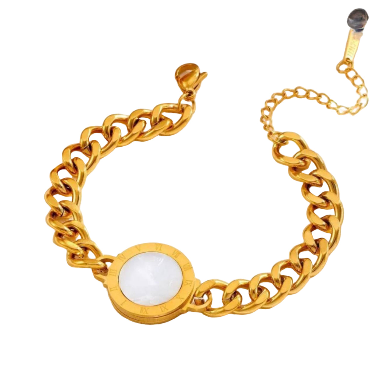 Gold Chain & White Roman Dial Bracelet 🔗⚪⚜️