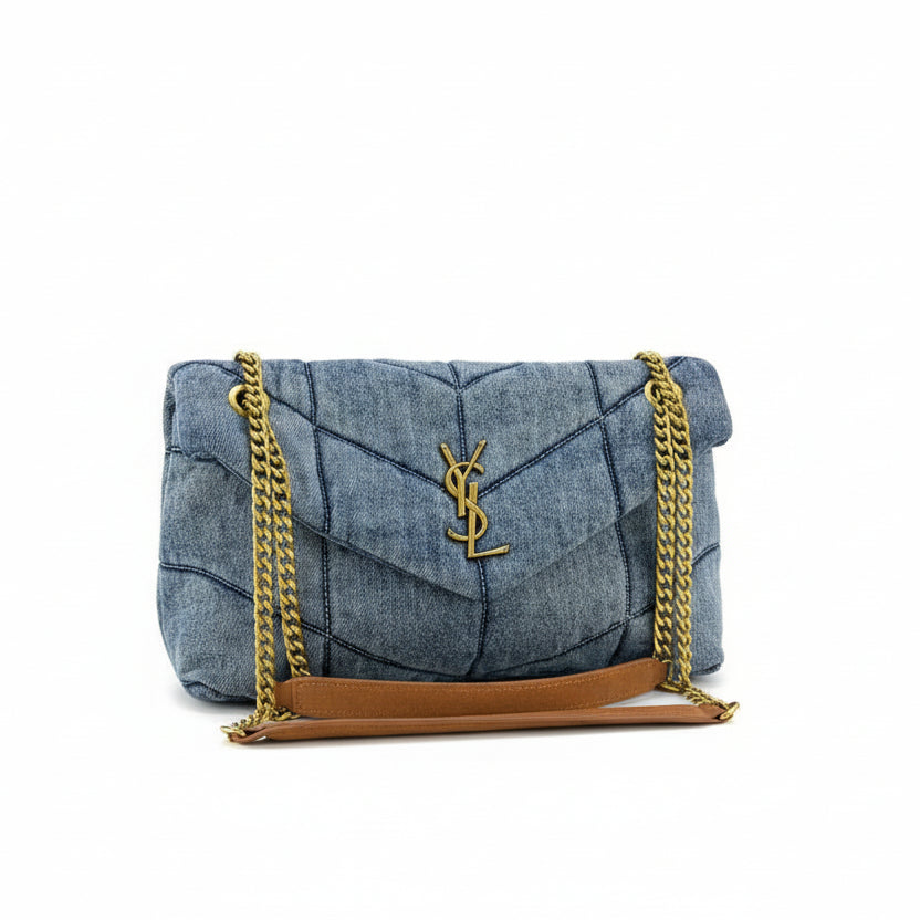 Saint Laurent Loulou Puffer Bag in Quilted Denim 👜✨💙