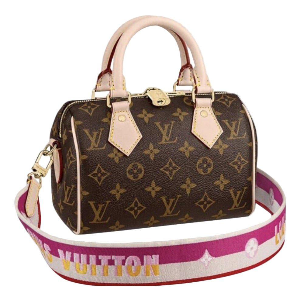 Louis Vuitton Monogram Speedy Bandoulière with Pink Strap 🌸👜✨