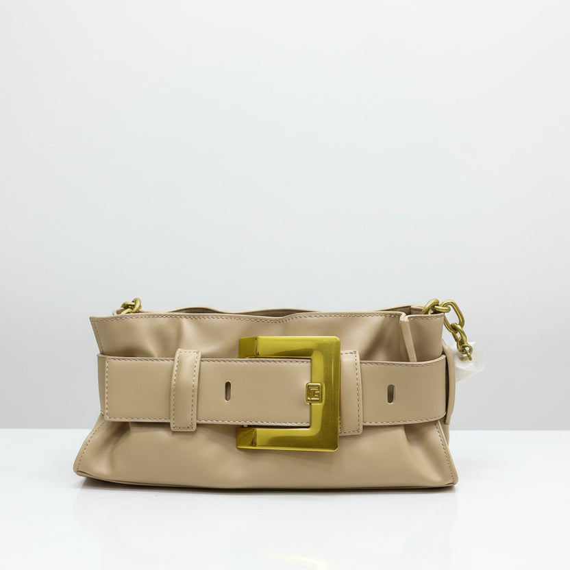 Balmain B-Belt Leather Shoulder Bag in Beige 👜✨🥐