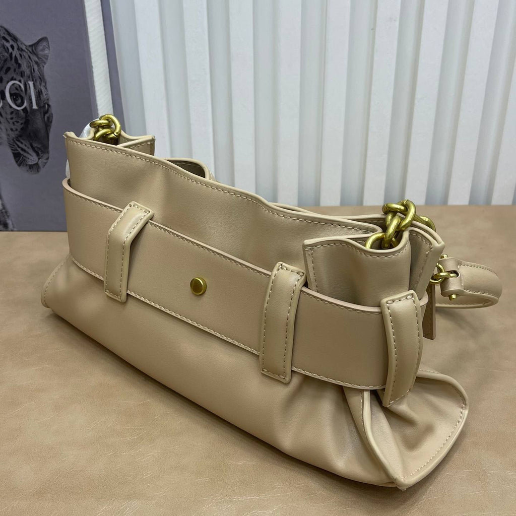 Balmain B-Belt Leather Shoulder Bag in Beige 👜✨🥐