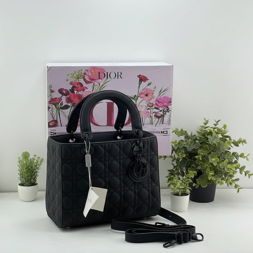 Lady Dior Matte Black Cannage Handbag 🖤✨👜