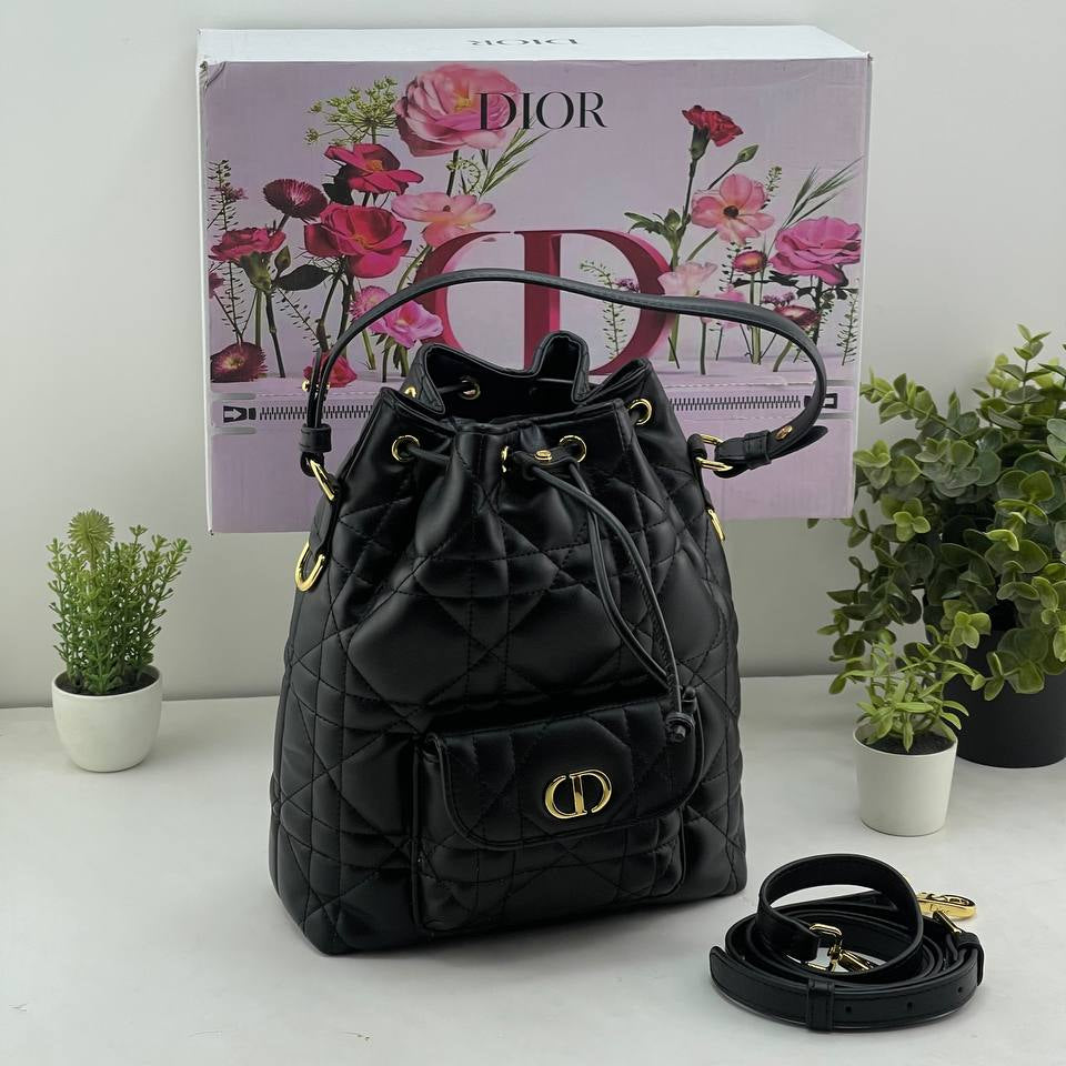 Dior White Cannage Quilted Bucket Bag 👜✨🤍