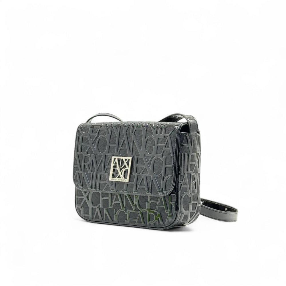 Armani Exchange Glossy Logo Embossed Crossbody Bag 🖤👜✨