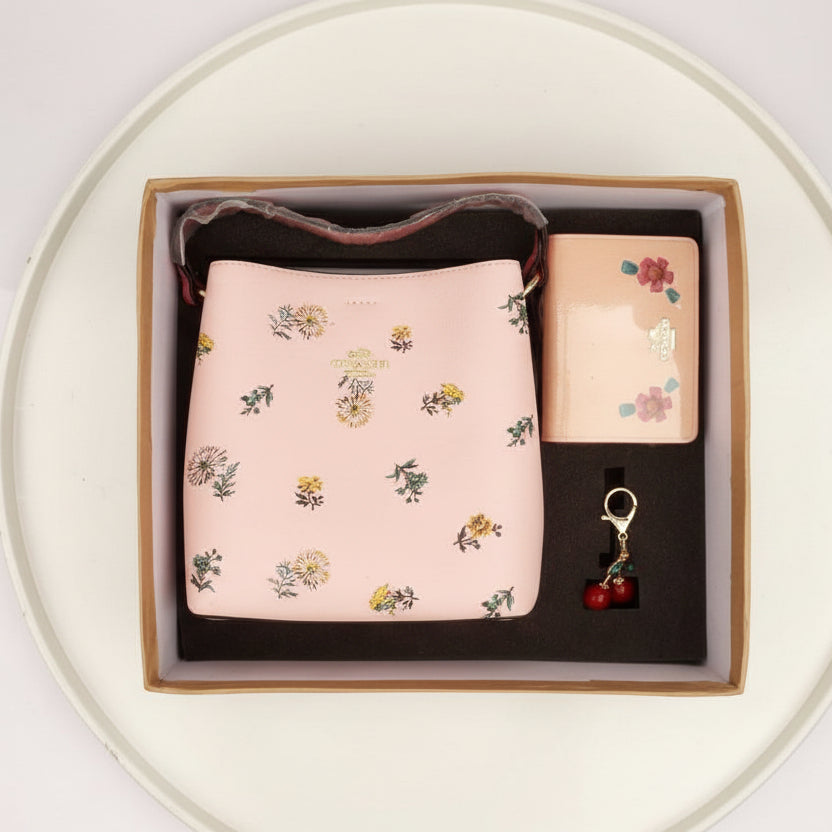 Coach Floral Print Bucket Bag Gift Set 🌸👜🍒