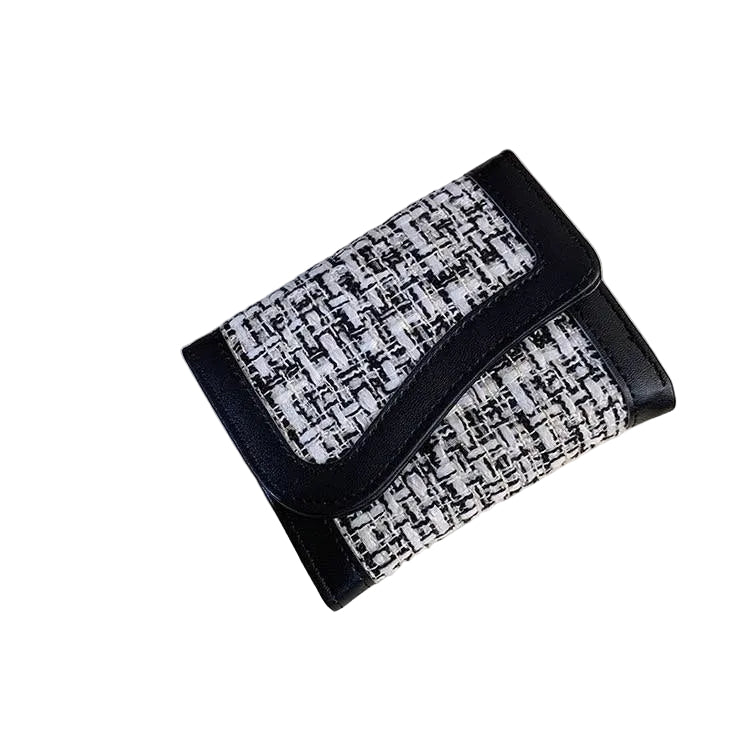 Chic Black & White Tweed Flap Wallet 🖤🤍💼
