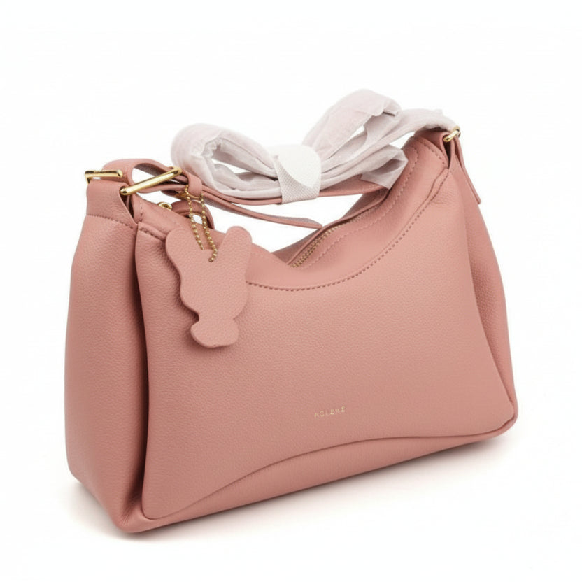 Polène Paris Numéro Neuf Mini Hobo in Textured Rose Leather 🎀🌸👜