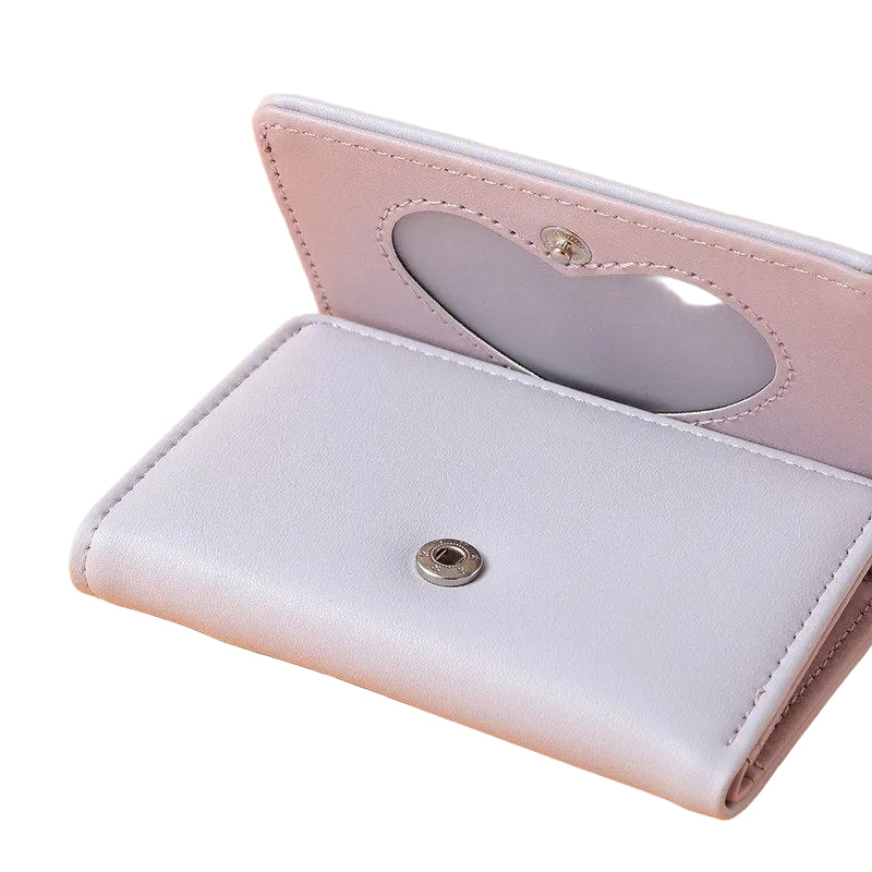 Kawaii Cloud Embossed Trifold Wallet with Fluffy Pom Charm  💜🐰