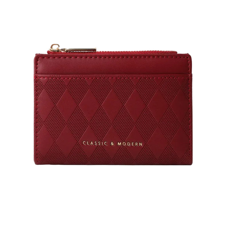 Classic & Modern Diamond Quilted Red Card Holder Wallet 💎❤️✨