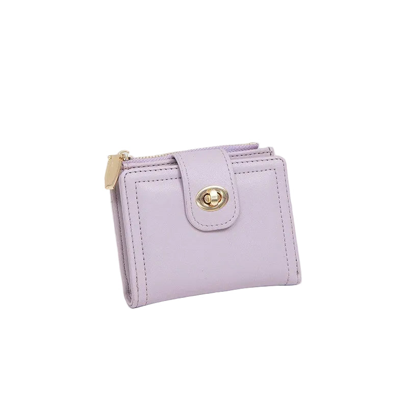💜 Chic Lilac Bi-Fold Wallet with Gold Turn-Lock 🔑👛