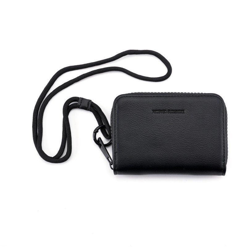 "Forever Sunshine" Black Mini Zip Wallet with Detachable Lanyard 🖤🔑 compact
