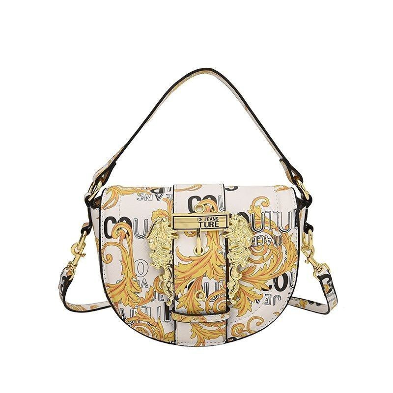 Versace Jeans Couture Barocco Print Saddle Bag with Lion Embellishments ⚜️🦁🤍
