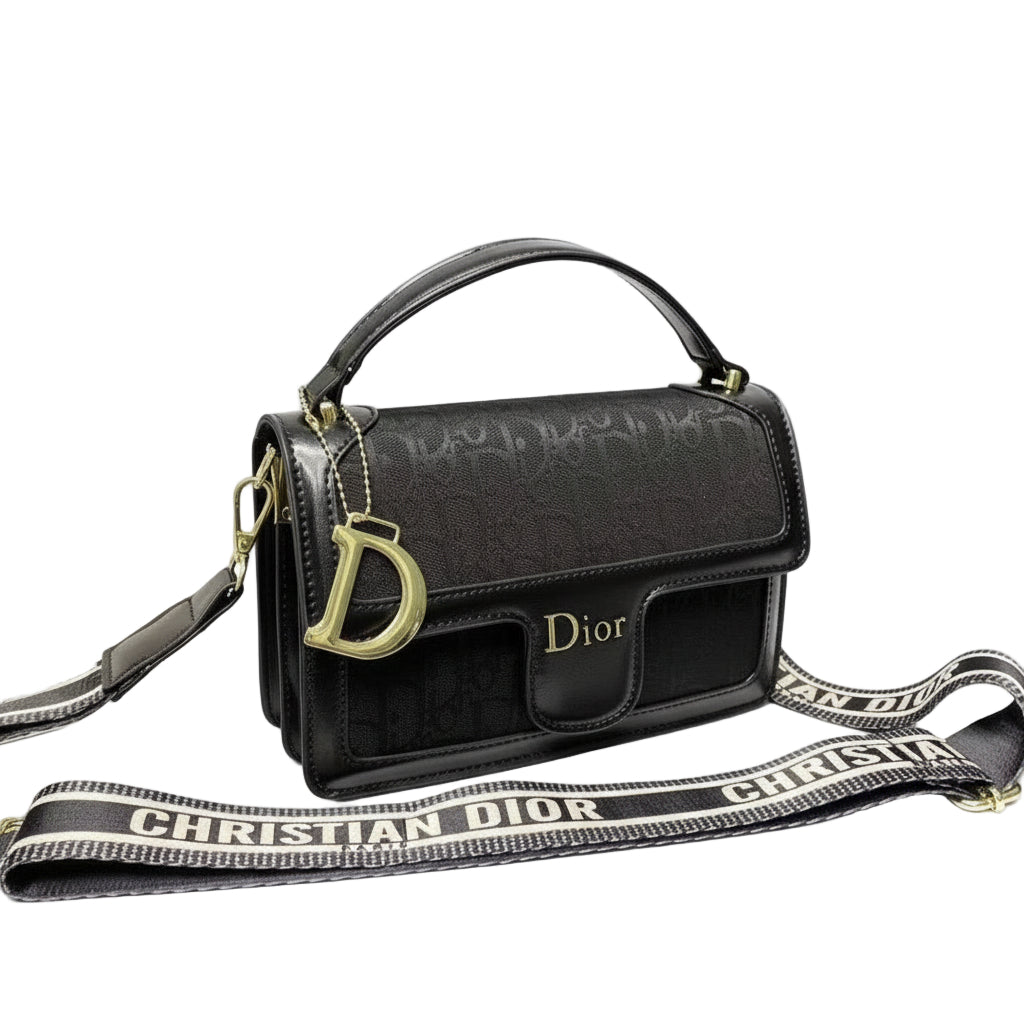 Dior Black Monogram Satchel with Wide Logo Strap 🖤✨👜