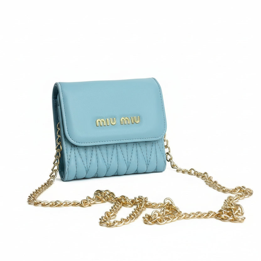 Miu Miu Matelassé Chain Wallet in Celeste Blue 🩵👛✨