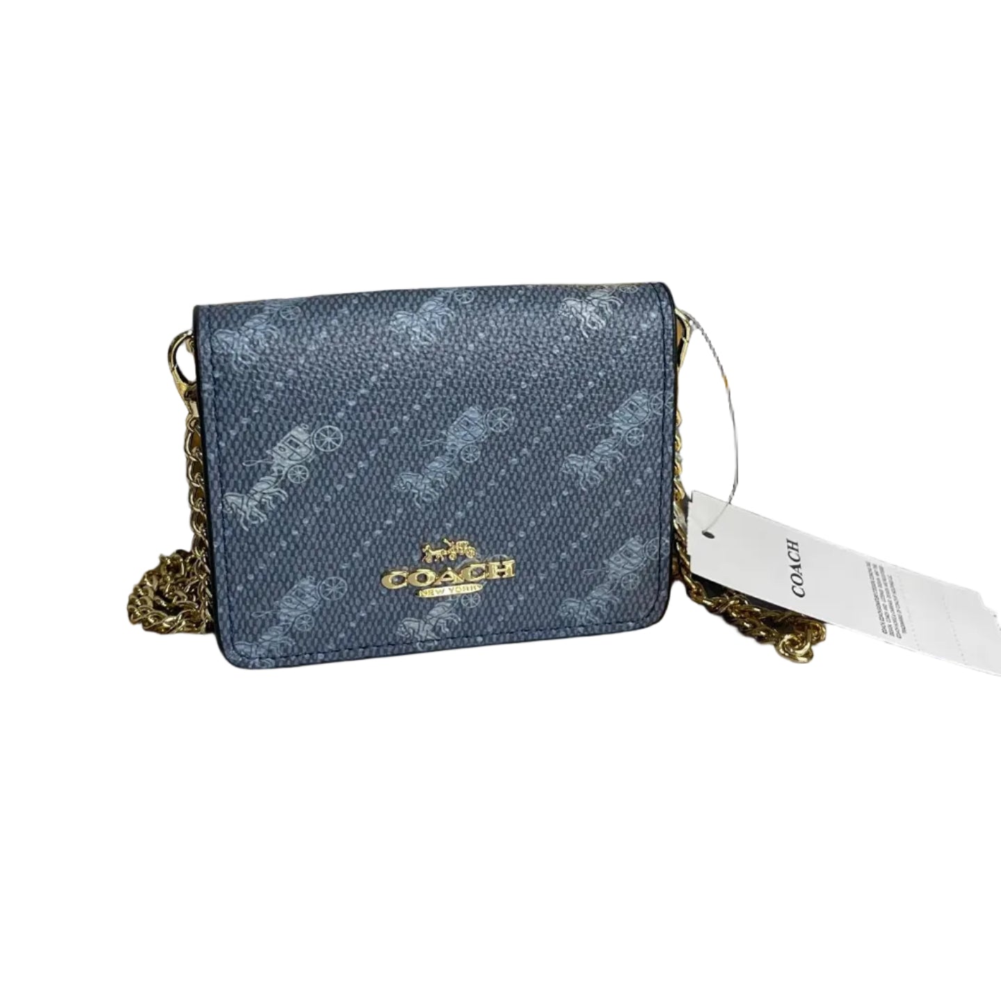 Coach Horse and Carriage Mini Chain Wallet in Denim Blue 👜✨💙