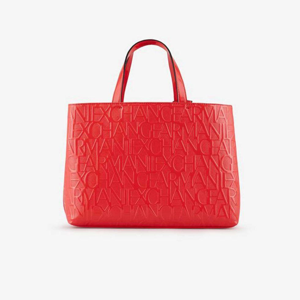 Armani Exchange Embossed Logo Tote Bag in Crimson Red 👜❤️🔥
