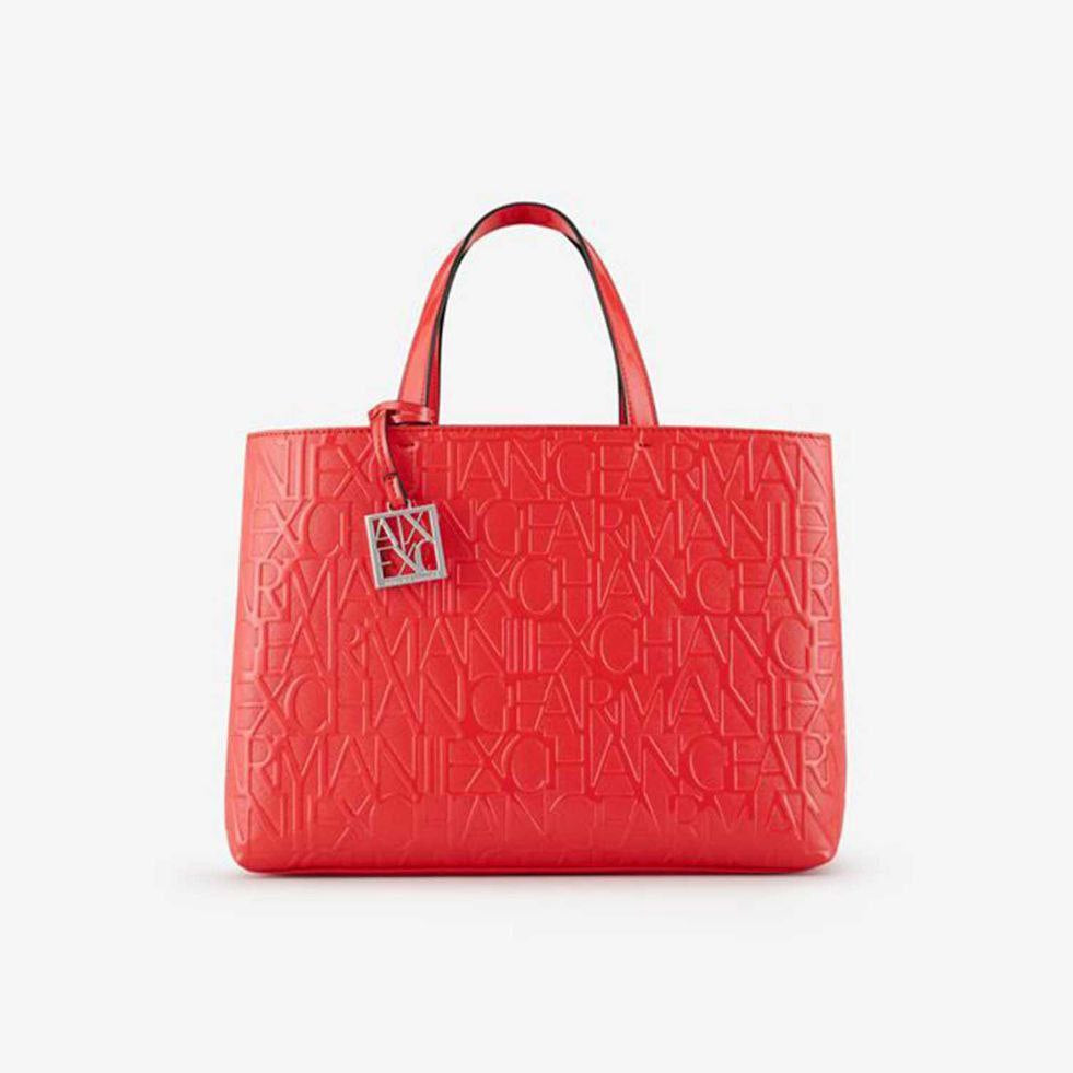 Armani Exchange Embossed Logo Tote Bag in Crimson Red 👜❤️🔥