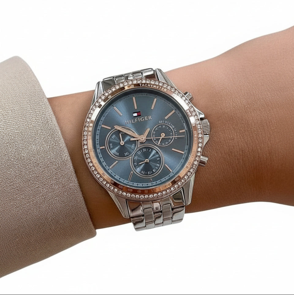 Tommy Hilfiger Two-Tone Crystal Chronograph Watch 💎⌚✨