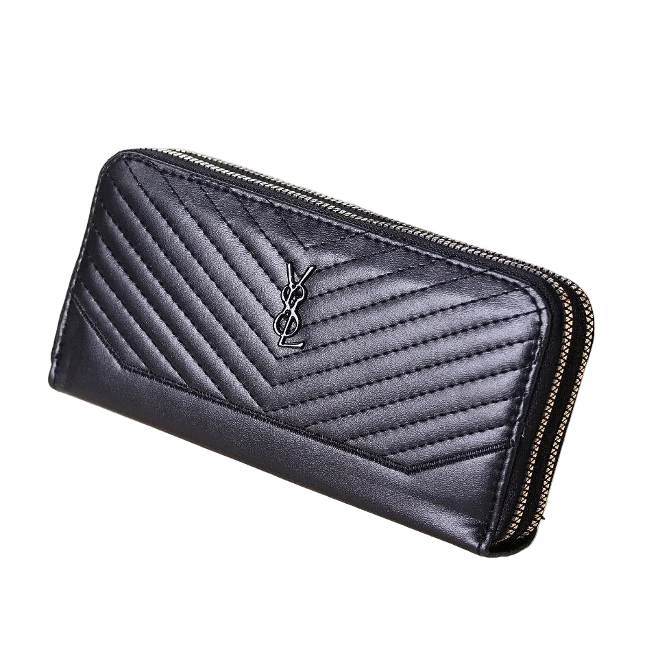 🖤 YSL Quilted Leather Zip-Around Clutch Wallet ✨