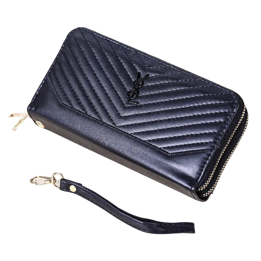 🖤 YSL Quilted Leather Zip-Around Clutch Wallet ✨