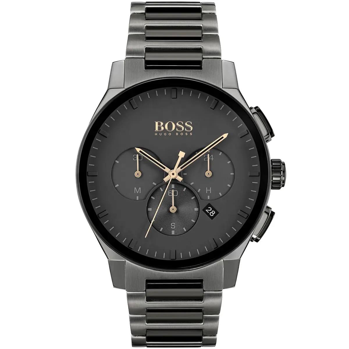 BOSS Chronograph Men's Watch Black & Gold Tone Steel Bracelet 44mm