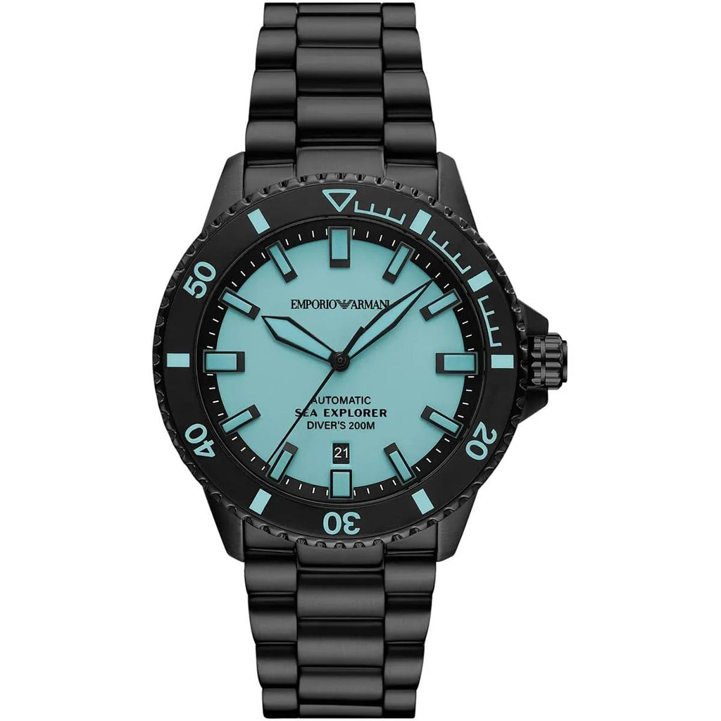 Emporio Armani Automatic Sea Explorer Diver Watch 200M Black & Teal ⌚️⚫️🌊