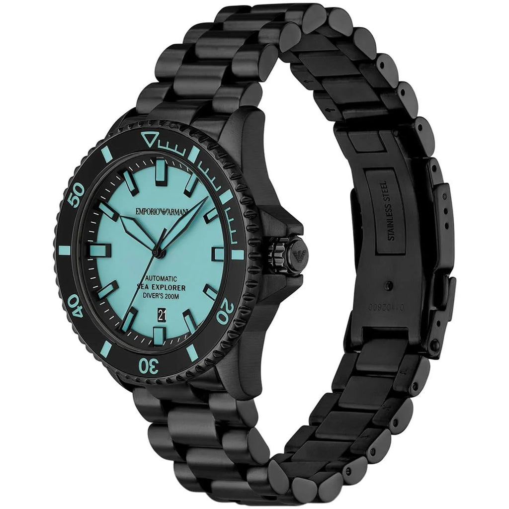 Emporio Armani Automatic Sea Explorer Diver Watch 200M Black & Teal ⌚️⚫️🌊