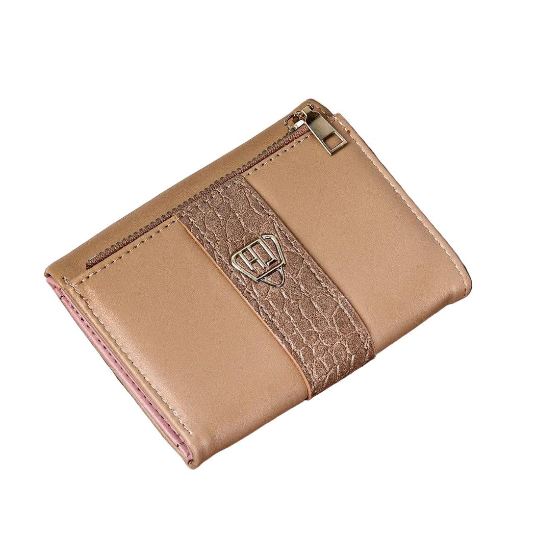 Tan Faux Leather Bifold Wallet with Croc-Embossed Detail 👜✨🔒