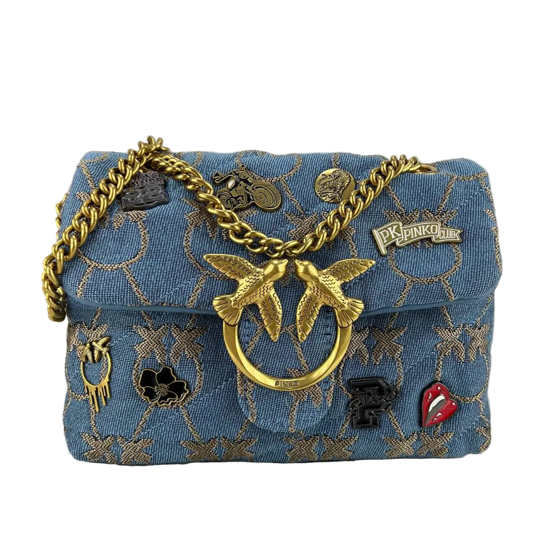 Pinko Love Bag Puff Denim with Pins 👜✨🐦