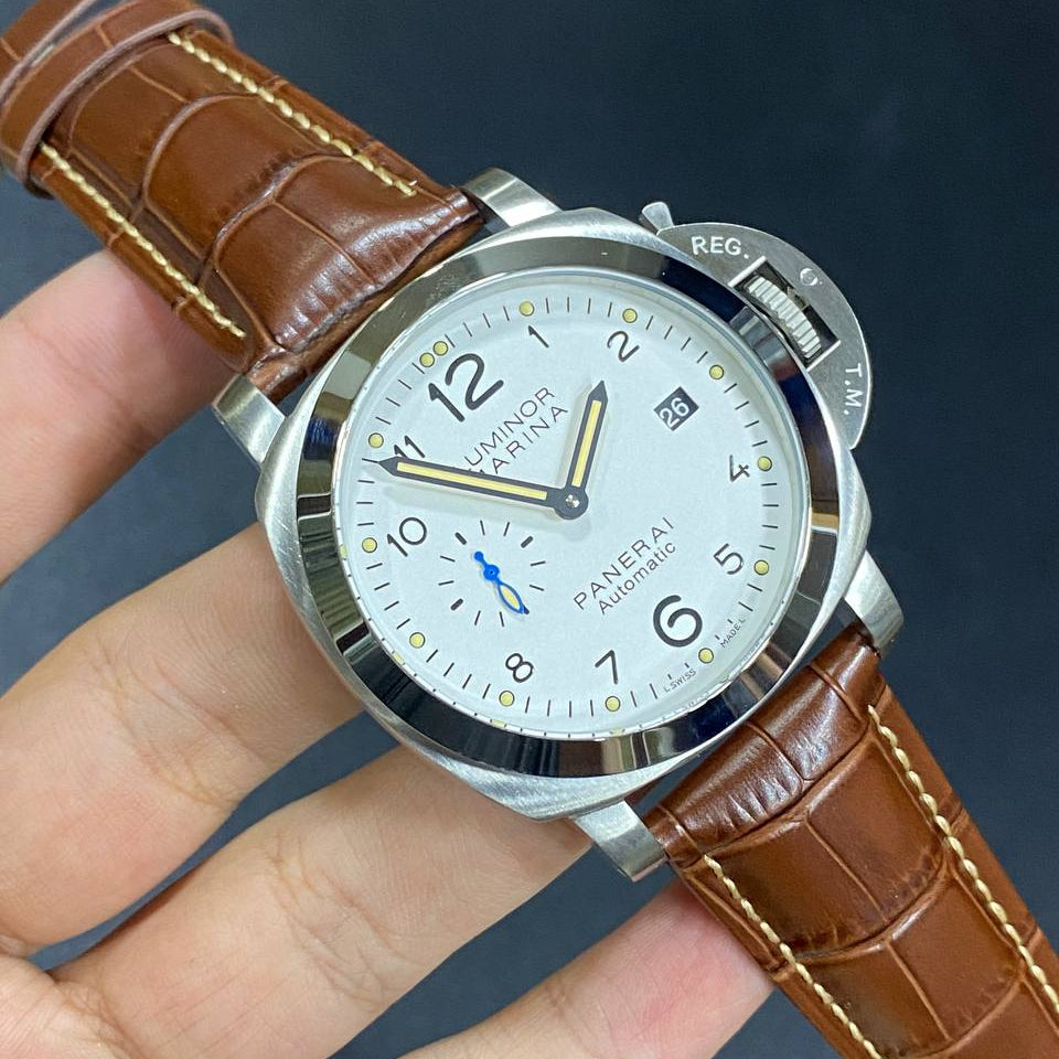 Luminor Panerai Automatic Gold-Tone Watch with Black Leather Strap