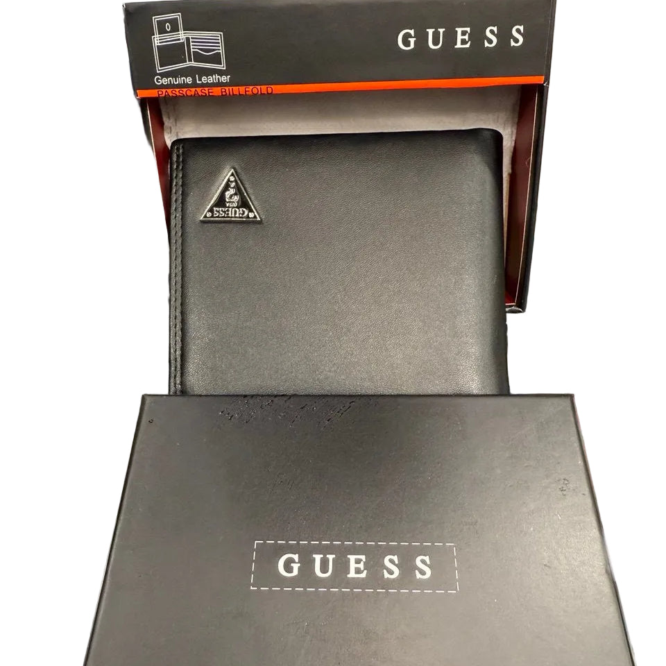 GUESS Men’s Genuine Leather Passcase Bifold Wallet 💼🖤📐