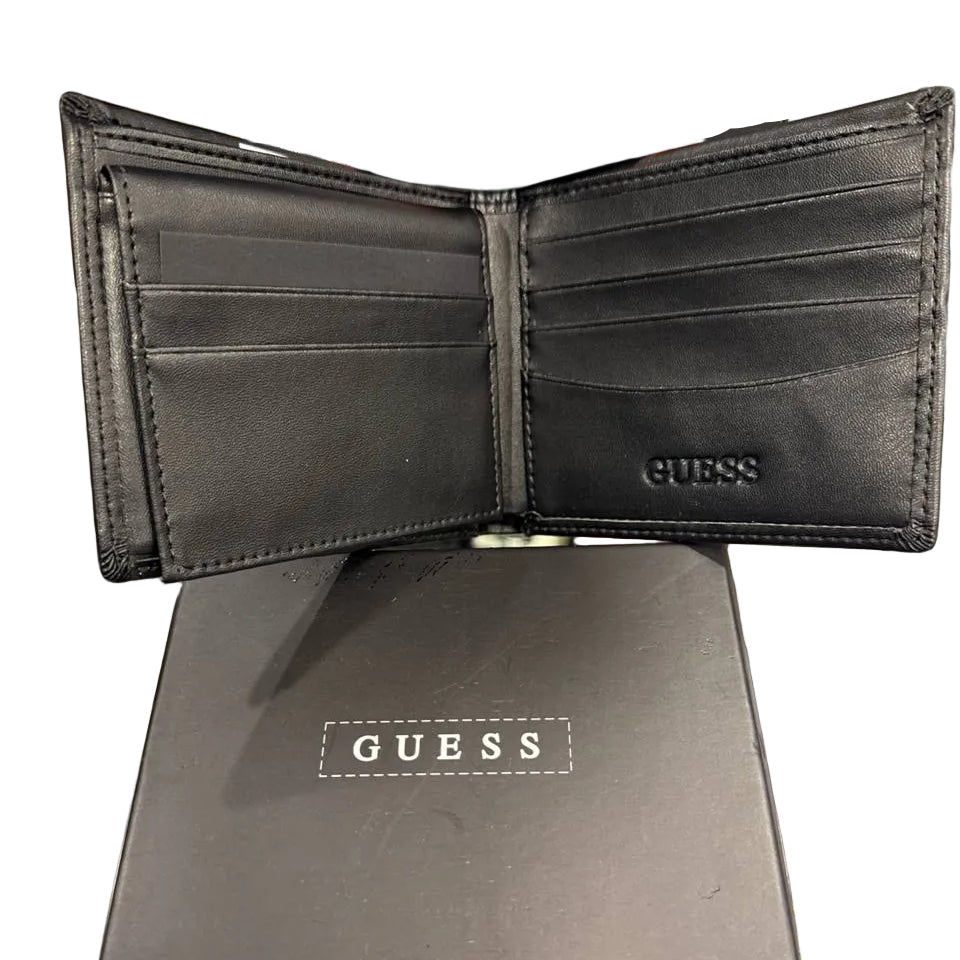 GUESS Men’s Genuine Leather Passcase Bifold Wallet 💼🖤📐