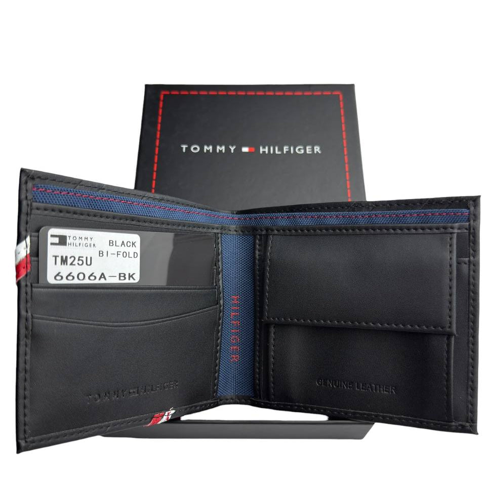 Tommy Hilfiger Leather Bifold Wallet with Diagonal Stripes 💳💼✨