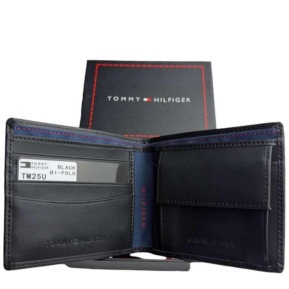 Tommy Hilfiger Leather Bifold Wallet with Embossed Heritage Crest 💼 🗽 🧵