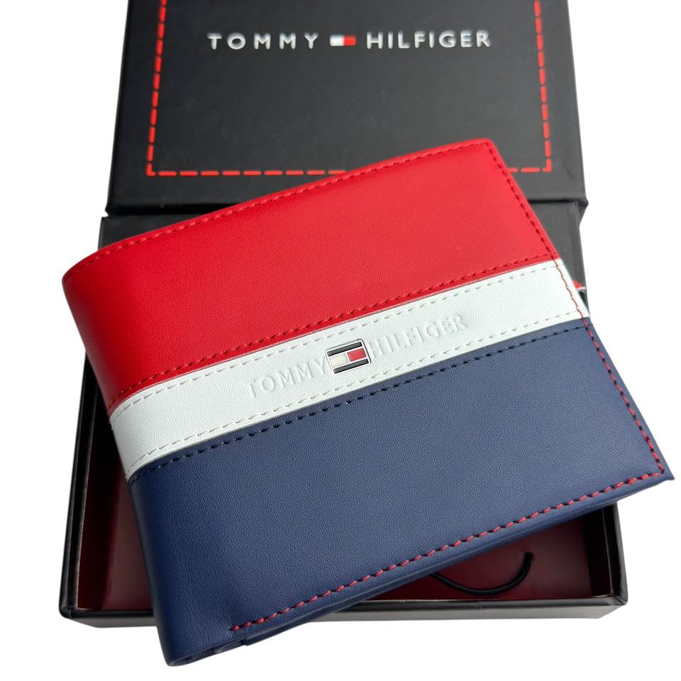 Tommy Hilfiger Tri-Color Leather Bi-Fold Wallet 👔💼🗽