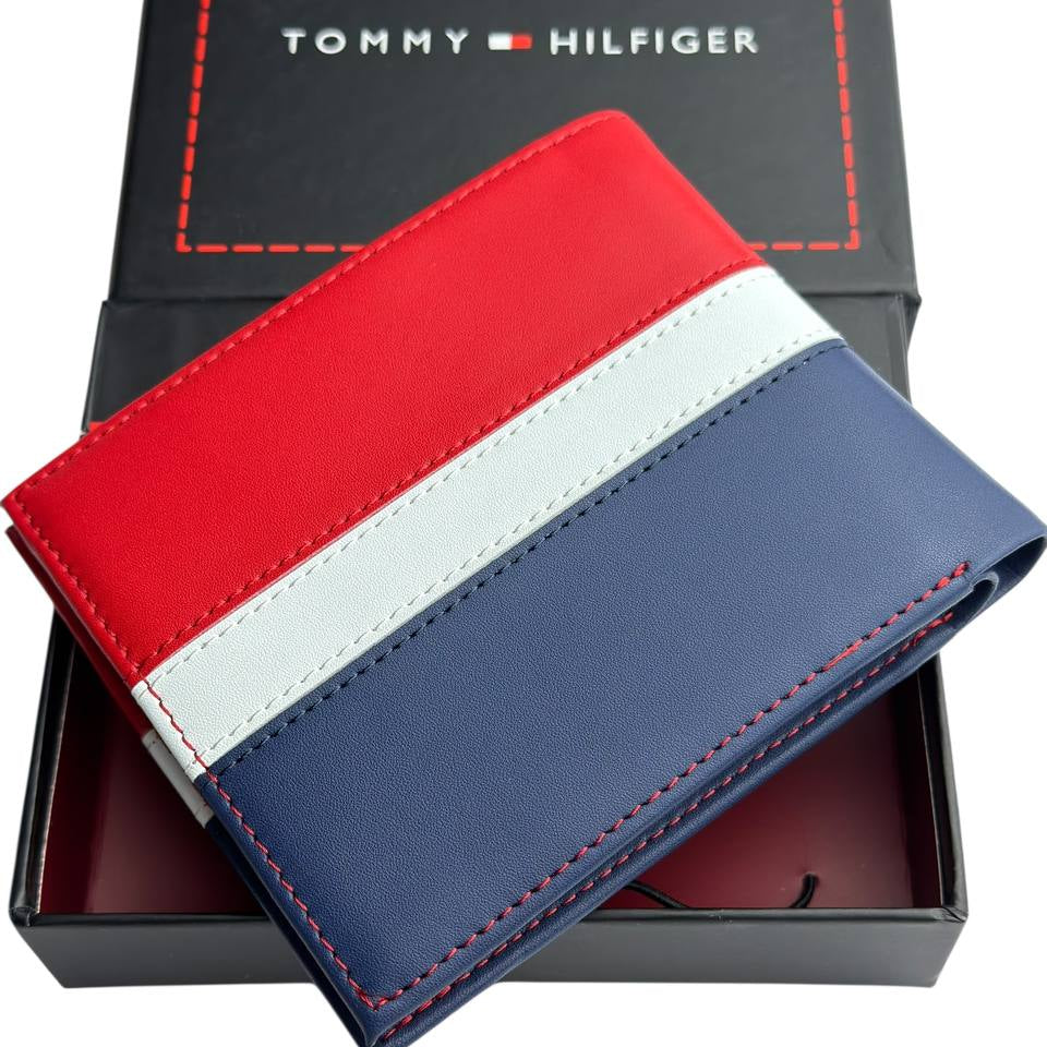 Tommy Hilfiger Tri-Color Leather Bi-Fold Wallet 👔💼🗽