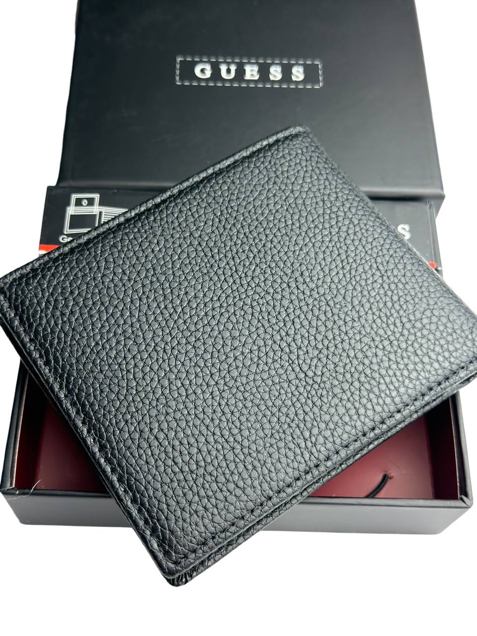 GUESS Black Grained Leather Bifold Wallet 💼🖤✨