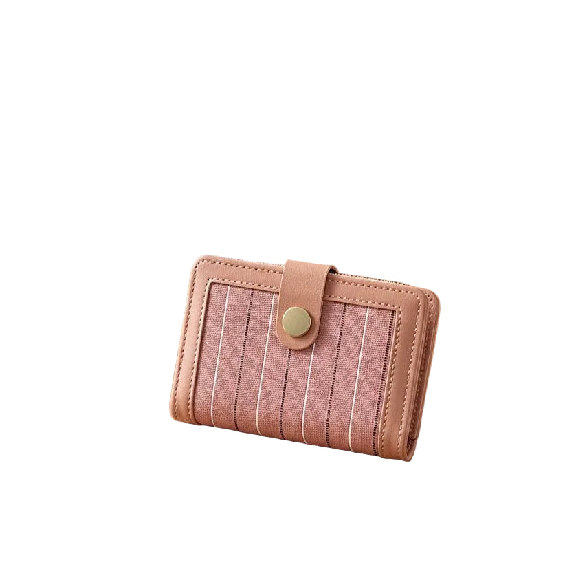 Elegant Rosewood Striped Bifold Wallet with Gold Snap Closure 🌸👛✨