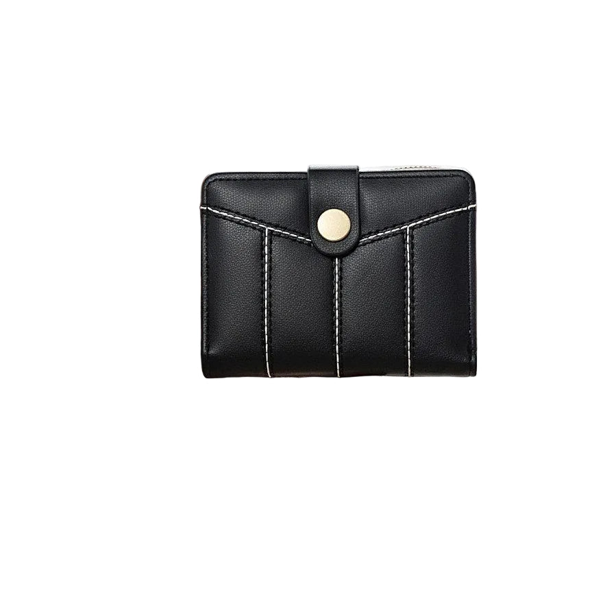Elegant Black Quilted Leather Bifold Wallet with Gold Snap Detail 🖤👛✨
