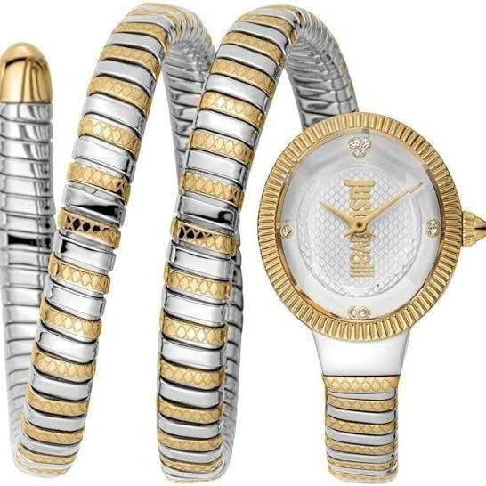 Just Cavalli Two-Tone Serpent Wrap Bangle Watch 🐍✨💎