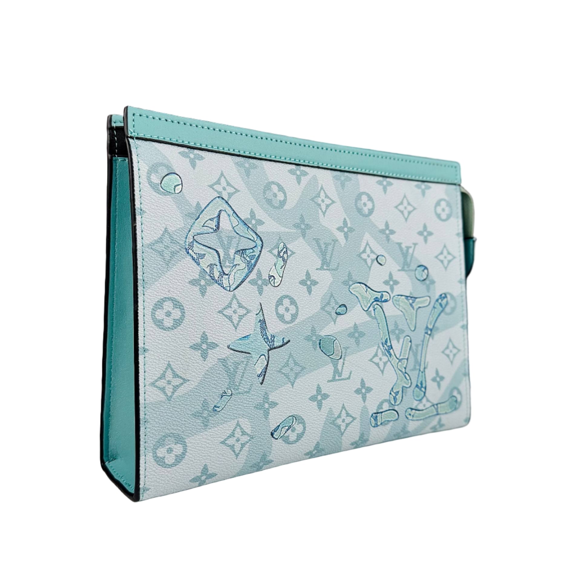 Louis Vuitton Monogram Pochette Clutch Aqua Blue Transparent Design 🧊💙✨