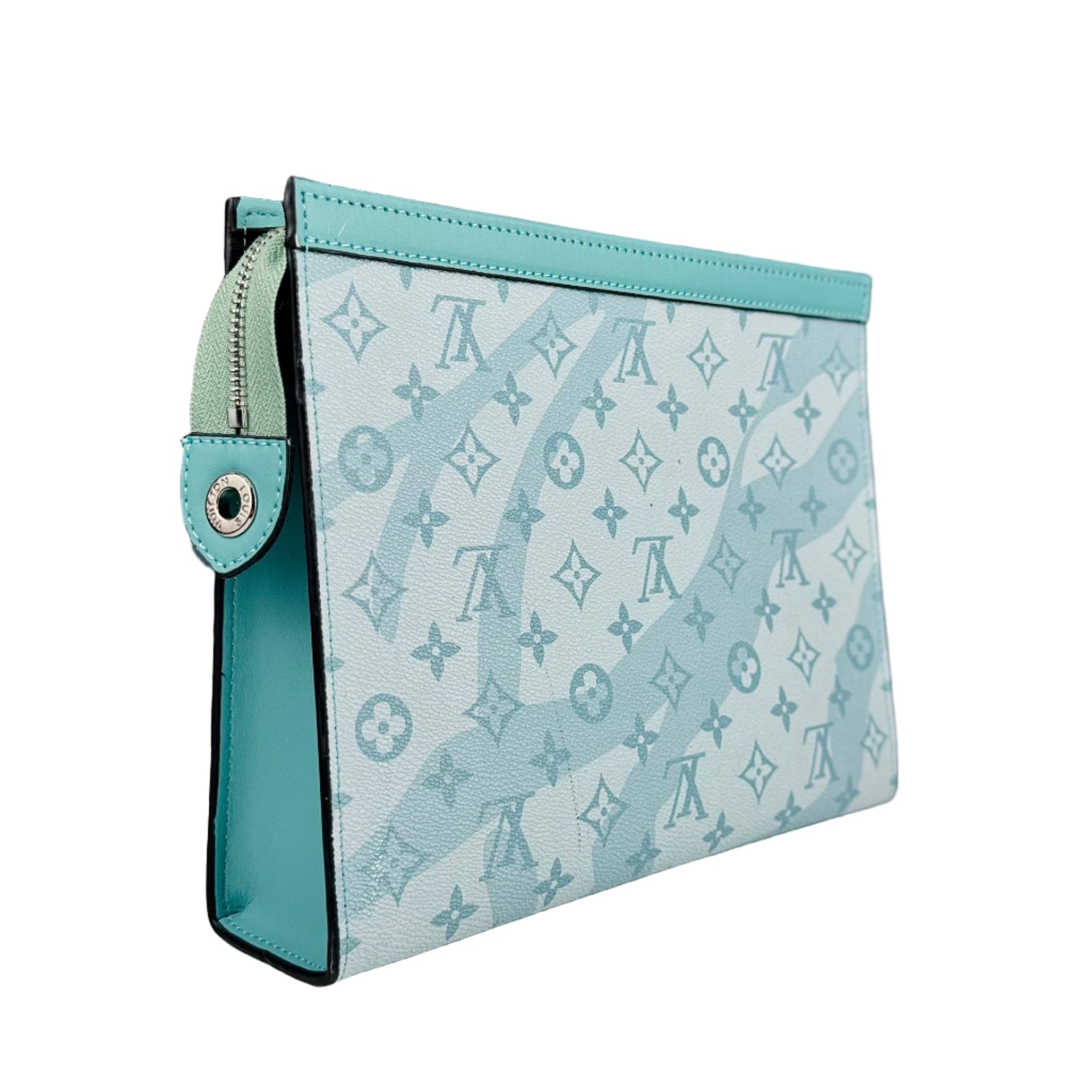 Louis Vuitton Monogram Pochette Clutch Aqua Blue Transparent Design 🧊💙✨