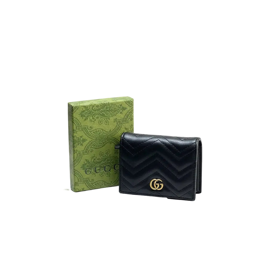 Gucci GG Marmont Matelassé Leather Card Case Wallet 🖤 ✨ 👜