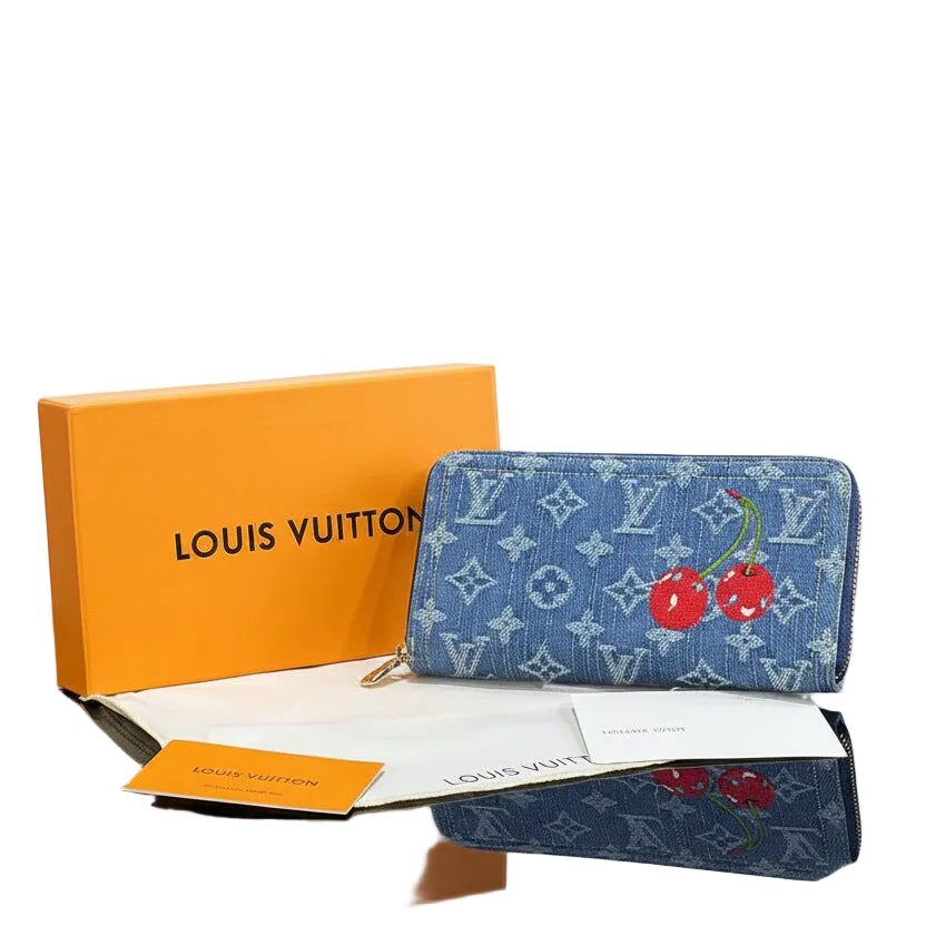 Louis Vuitton Monogram Denim Cherry Zippy Wallet 🍒✨💙