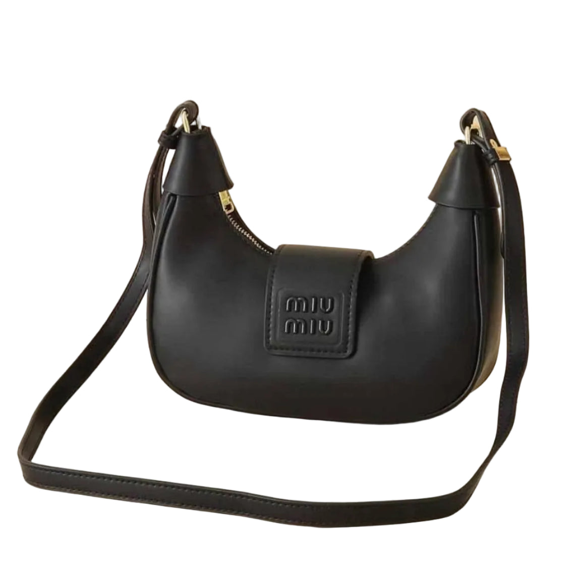 Miu Miu Crescent Hobo Bag with Embossed Logo 🖤🌙✨